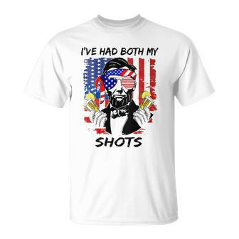 Womens Lincoln 4Th Of July Ive Had Both My Shots Funny Men Women V-Neck Unisex T-Shirt | Mazezy