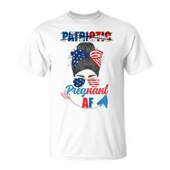 Womens Patriotic Pregnant Af Baby Reveal 4Th Of July Pregnancy V2 Unisex T-Shirt - Seseable