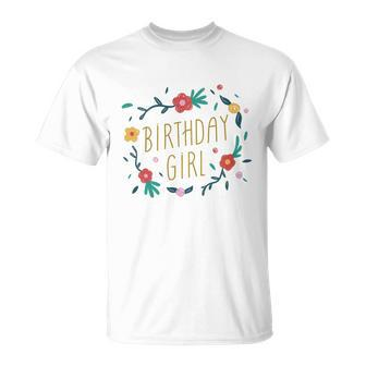 Birthday Girl Floral 1 V2 Unisex T-Shirt - Monsterry UK