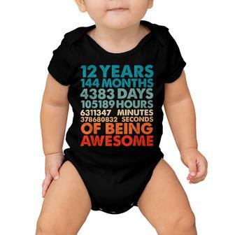 12 Years 144 Months Of Being Awesome 12Th Birthday Boys Kids Baby Onesie - Seseable