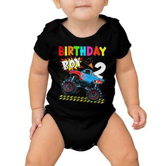 2Nd Birthday Boy Blaze 2 Year Old Monster Truck Bday Party Baby Onesie - Seseable