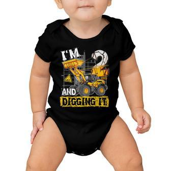 Boy 2 Year Old 2Nd Birthday Construction Im 2 And Digging It Baby Onesie - Seseable
