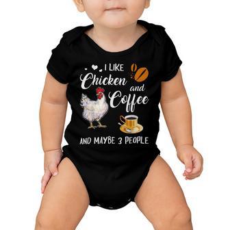 Chicken Chicken Chicken And Coffee Funny Farm Animal V2 Baby Onesie - Monsterry