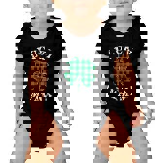 Green Plaid Lucky Mama Matching Family Pajama St Patricks Day Baby Onesie | Mazezy