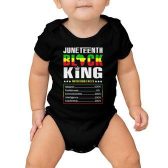 Juneteenth Black King Nutritional Facts Boys Baby Onesie | Mazezy