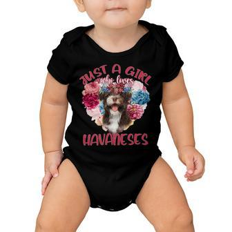Just A Girl Who Loves Havaneses Flower Heart Baby Onesie - Monsterry AU