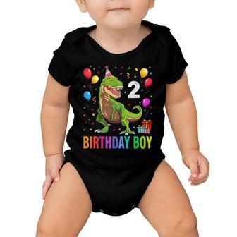 Kids 2 Year Old 2Nd Birthday Boy T Rex Dinosaur T Baby Onesie - Seseable