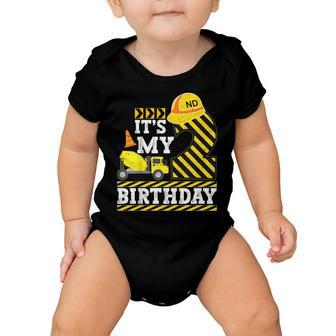 Kids 2 Years Old Boy Its My 2Nd Birthday Construction Truck Baby Onesie - Seseable