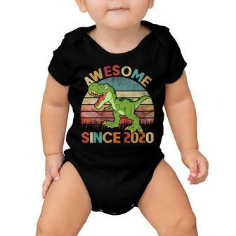 Kids Dinosaur 2Nd Birthday 2 Year Old Awesome Since 2020 Baby Onesie - Seseable
