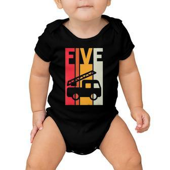 Kids Fire Truck 5Th Birthday Boys Firefighter Fireman 5 Years Baby Onesie | Mazezy