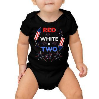 Kids Kids Red White And Two 2Nd Birthday American 4Th July Party Baby Onesie - Seseable