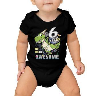 Kids Sixth Birthday Dinosaur For 6 Years Old Boys Dino 6Th Bday Baby Onesie | Mazezy