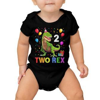 Kids Two Rex 2Nd Birthday Gift Second Dinosaur 2 Year Old Baby Onesie - Seseable