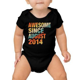 Kids Vintage 7Th Birthday Awesome Since August 2014 7 Years Old Baby Onesie | Mazezy
