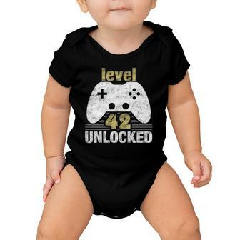 Level 42 Unlocked 42Nd Birthday 42 Years Old Gift For Gamers Baby Onesie | Mazezy