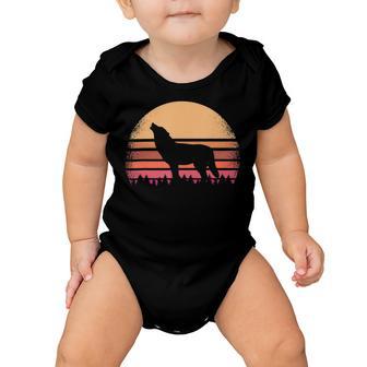 Moon Sunset Retro Howling At 80S Vintage Wolf Halloween S Baby Onesie | Favorety DE