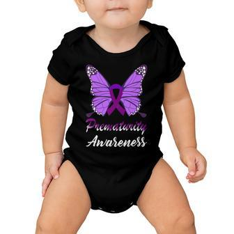 Prematurity Awareness Butterfly Purple Ribbon Prematurity Prematurity Awareness Baby Onesie - Monsterry UK