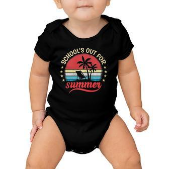 Retro Vintage Palm Tree Summer Dress Schools Out For Summer Baby Onesie | Mazezy