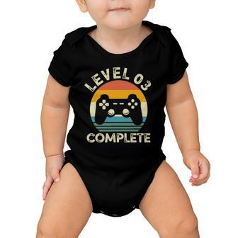 Vintage Level 03 Complete 3Rd Birthday 3 Years Old Gamer Baby Onesie | Mazezy