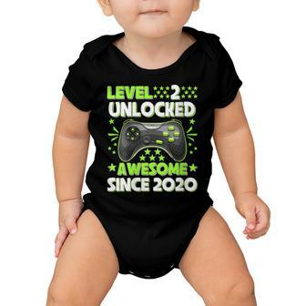Womens Level 2 Unlocked Awesome 2020 Video Game 2Nd Birthday Baby Onesie - Seseable