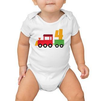 4Th Birthday Trains Theme Party 4 Years Old Boy Toddler Boys Baby Onesie | Mazezy