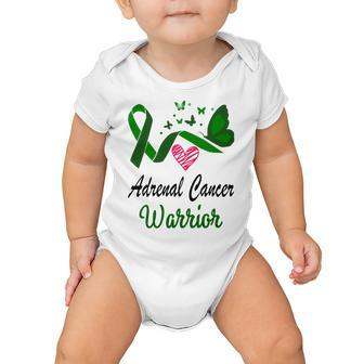 Adrenal Cancer Warrior Butterfly Green Ribbon Adrenal Cancer Adrenal Cancer Awareness Baby Onesie - Monsterry