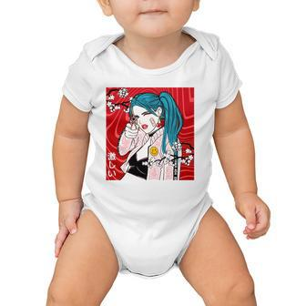 Anime Girl Japanese Aesthetic Design Classy Otaku Kawaii Baby Onesie | Mazezy