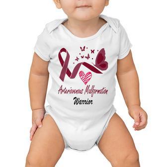 Arteriovenous Malformation Warrior Butterfly Funny Unicorn Burgundy Ribbon Arteriovenous Malformation Support Arteriovenous Malformation Awareness Baby Onesie | Favorety UK