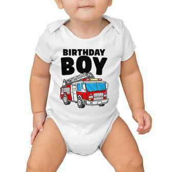 Birthday Boy Fire Truck Firefighter Fireman Birthday Crew Baby Onesie | Mazezy
