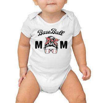 Bleached Baseball Mom Messy Bun Player Mom Mothers Day Baby Onesie | Favorety CA