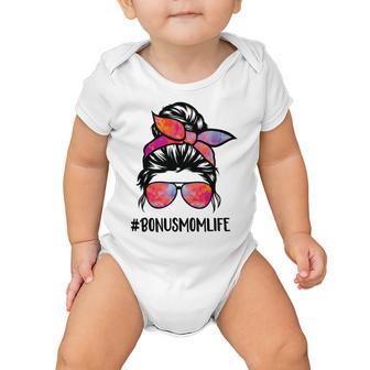 Bonus Mom Life Stepmom Mothers Day Messy Bun Hair For Woman V2 Baby Onesie | Favorety UK