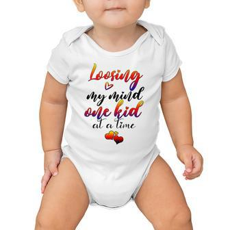 Cute Mom Loosing My Mind One Kid At A Time Mothers Day Gif Baby Onesie | Favorety CA