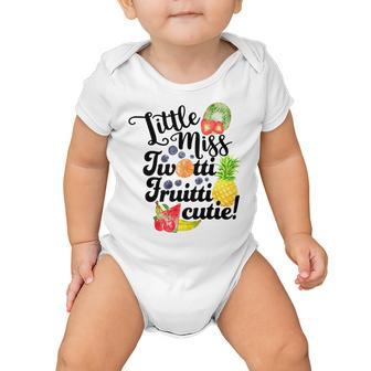 Kids 2Nd Second Birthday Girl Little Miss Twotti Fruitti Cutie Baby Onesie - Seseable