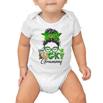 One Lucky Grammy St Patricks Day Messy Bun Mom Irish Baby Onesie | Favorety DE