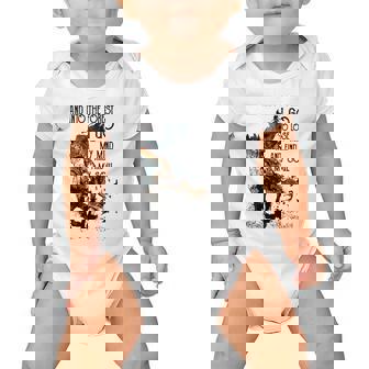 Retro Cowgirl Riding Horse Into Forest I Go Western Cowboy Baby Onesie | Mazezy