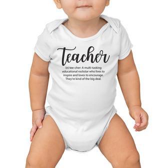 Teacher Definition Back To School Teacher Funny First Day Of School Teacher School Quotes Love Teaching Baby Onesie | Favorety