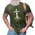 Christian Cross Roots Faith 3D Print Casual Tshirt Army Green
