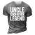 Mens Uncle Godfather Legend Happy Fathers Day 3D Print Casual Tshirt Grey