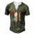 Firefighter Red Line Us Flag Crossed Axes Printed Back Men's Henley T-Shirt Green