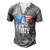 All American Boy Us Flag Sunglasses For Matching 4Th Of July Men's Henley T-Shirt Grey