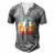 Colorful Guitar Fretted Musical Instrument Men's Henley T-Shirt Grey