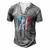 Hunting America Heart Flag Men's Henley Button-Down 3D Print T-shirt Grey