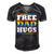 Free Dad Hugs Rainbow Lgbt Pride Fathers Day Gift Men's Short Sleeve V-neck 3D Print Retro Tshirt Black
