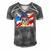 Baseball Skull 4Th Of July American Player Usa Flag Men's Short Sleeve V-neck 3D Print Retro Tshirt Grey