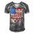 Fourth Of July Red White And Boom Fireworks Finale Usa Flag Men's Short Sleeve V-neck 3D Print Retro Tshirt Grey