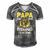 Papa Is My Name Fishing Is My Game Funny Gift Men's Short Sleeve V-neck 3D Print Retro Tshirt Grey