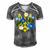 Peace In The Crest Of Ukraine Peace And Solidarity For Ukraine Men's Short Sleeve V-neck 3D Print Retro Tshirt Grey