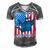 Ultra Maga Madafakas Cat American Flag Men's Short Sleeve V-neck 3D Print Retro Tshirt Grey