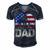 Mens Vintage American Flag 4Th Of July Patriotic Dad Gift Men's Short Sleeve V-neck 3D Print Retro Tshirt Navy Blue