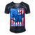 Ultra Maga Madafakas Cat American Flag Men's Short Sleeve V-neck 3D Print Retro Tshirt Navy Blue